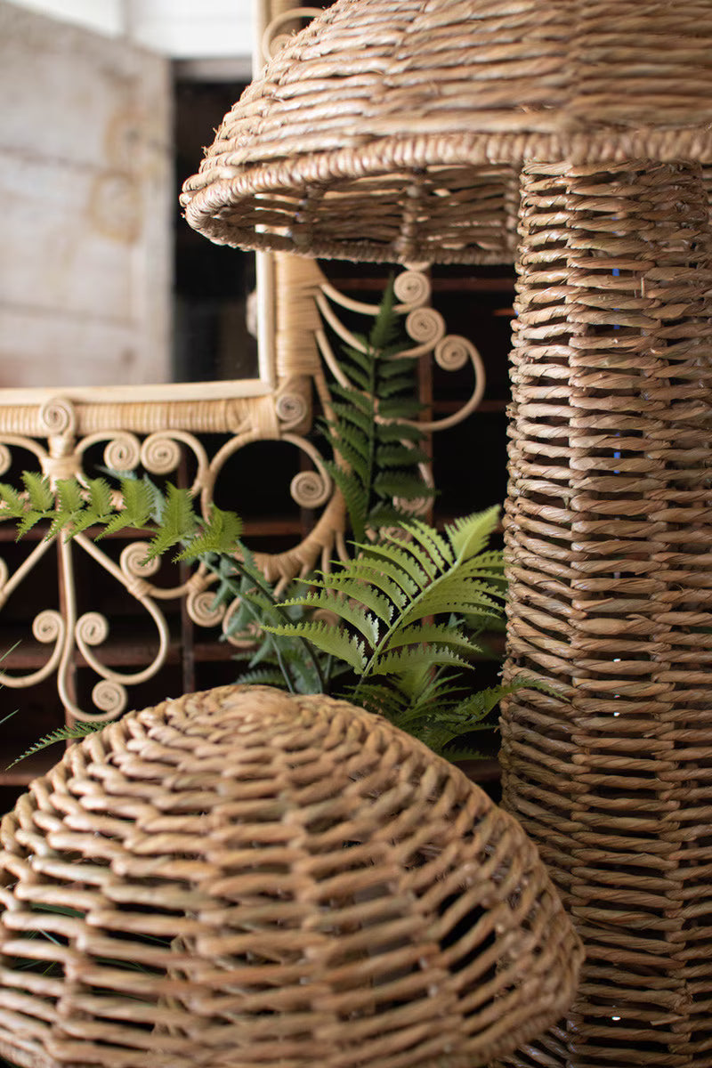 Set of 2 Woven Seagrass Mushrooms
