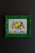 DARK GREEN FRAMED ACRYLIC PAINTING-LEMONS