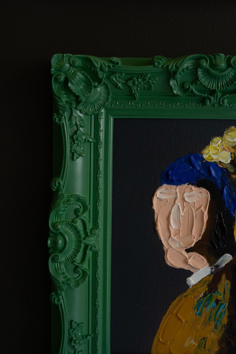 SET OF THREE FRAMED ACRYLIC PORTRAIT PAINTINGS
