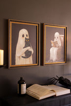 Set of 2 Framed Halloween Ghosts Paintings