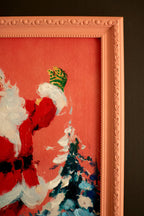 Framed Ice Skating Santa Painting