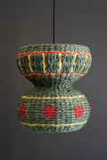 Dark Green Recycled Paper Rope and Iron Pendant Light
