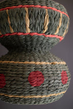 Dark Green Recycled Paper Rope and Iron Pendant Light