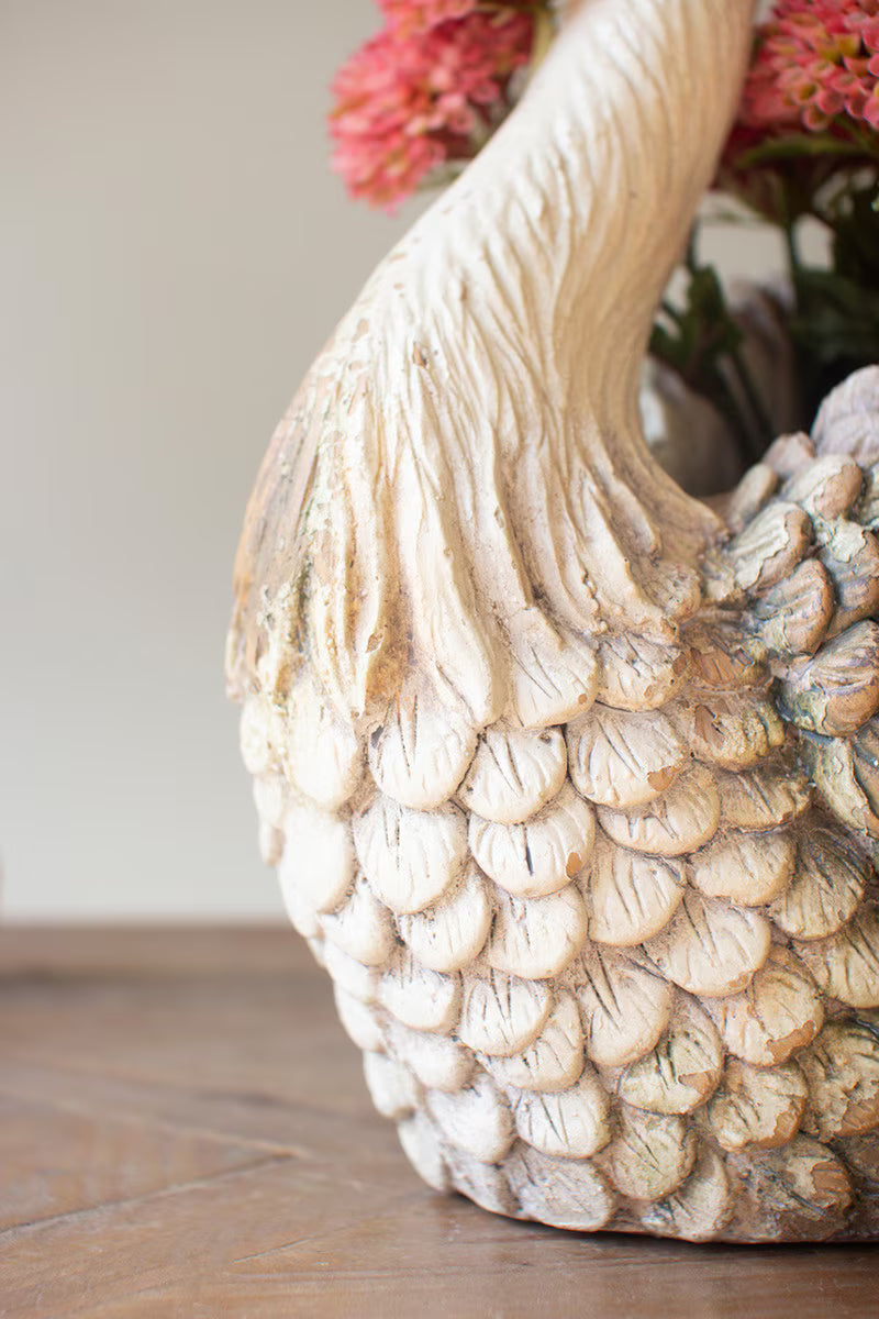 Faux Concrete Swan Planter