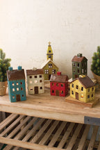Set of 6 Colorful Ceramic Village