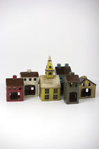 Set of 6 Colorful Ceramic Village