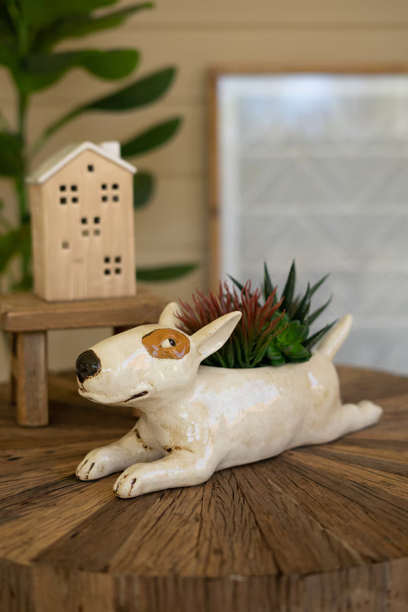 CERAMIC BULL TERRIER PLANTER