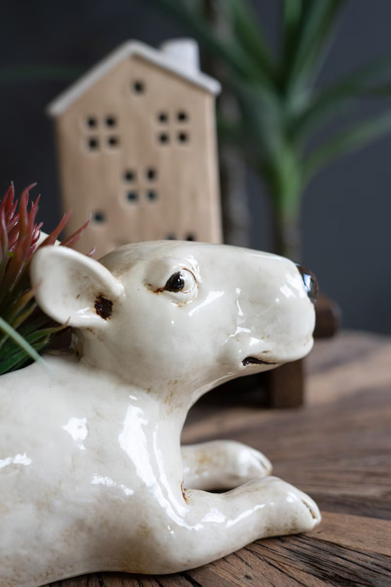 CERAMIC BULL TERRIER PLANTER