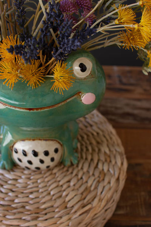 CERAMIC FROG PLANTER