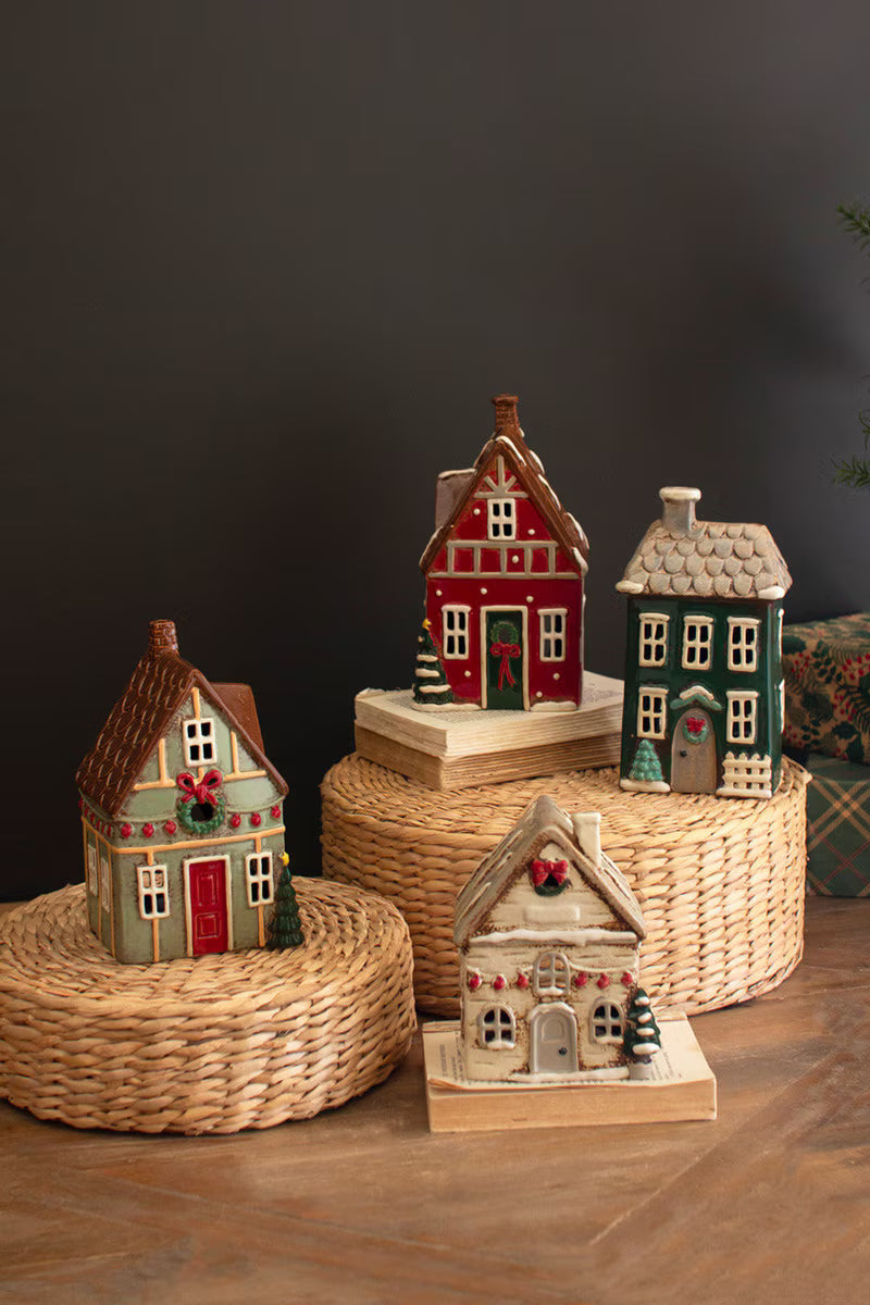 Set of 4 Ceramic Christmas Village
