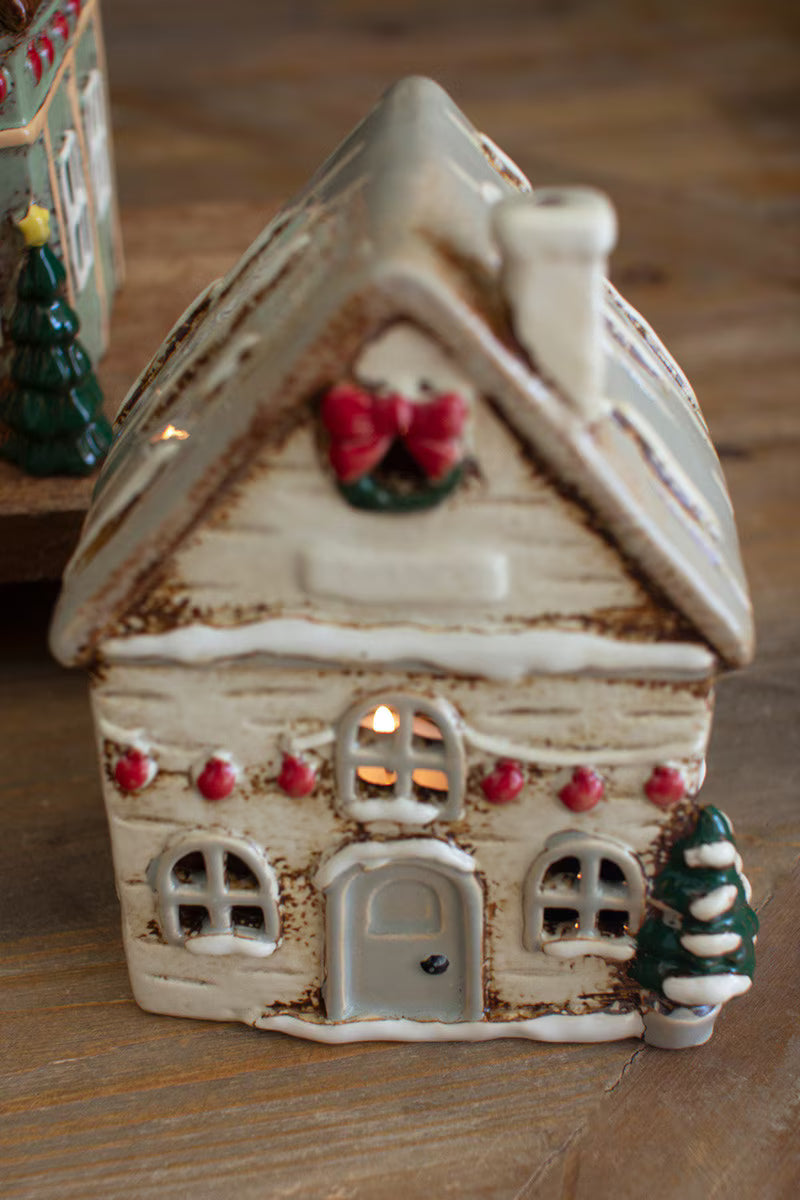 Set of 4 Ceramic Christmas Village