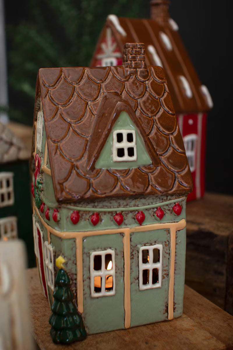 Set of 4 Ceramic Christmas Village