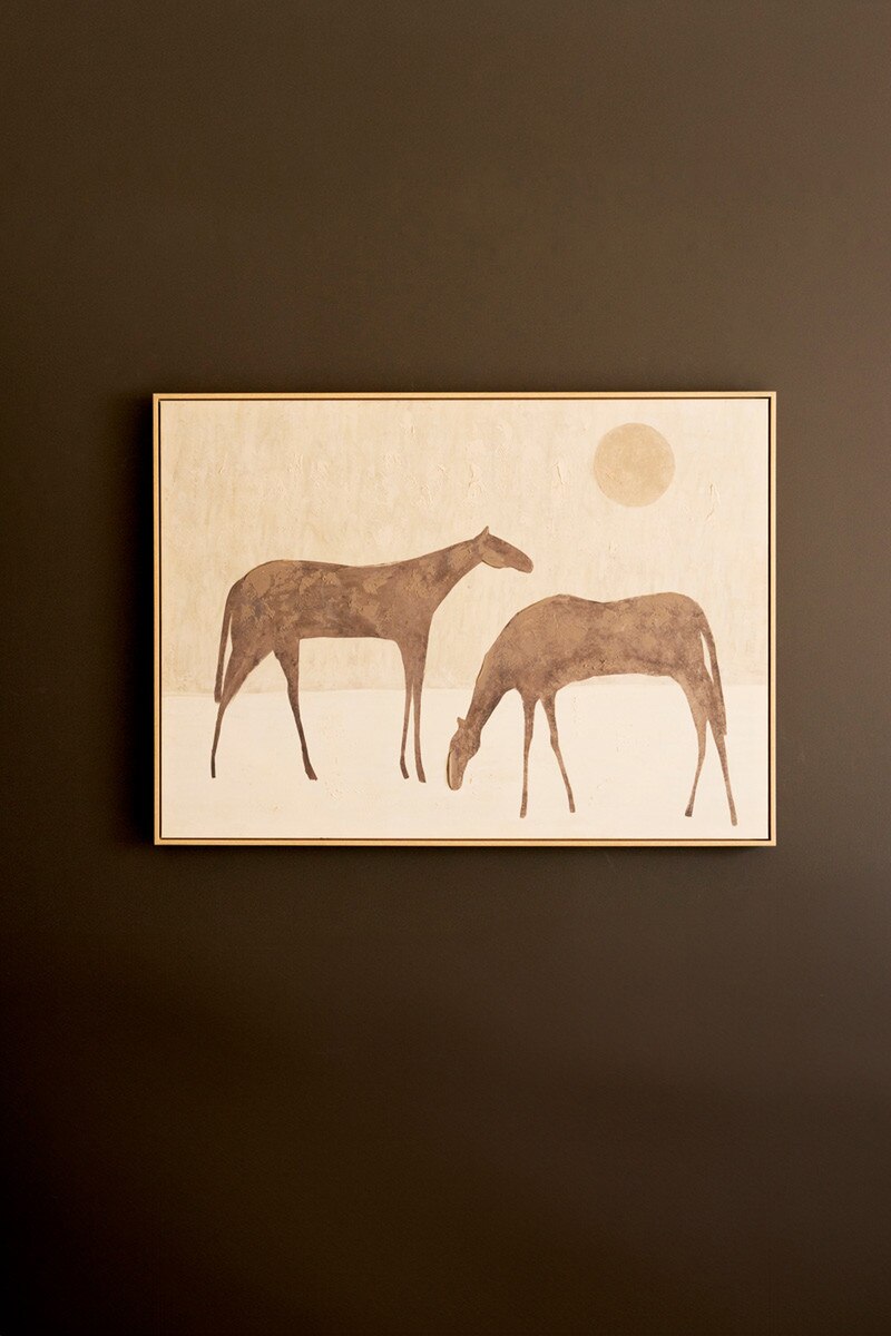 Framed Two Horses with Sun Paintings
