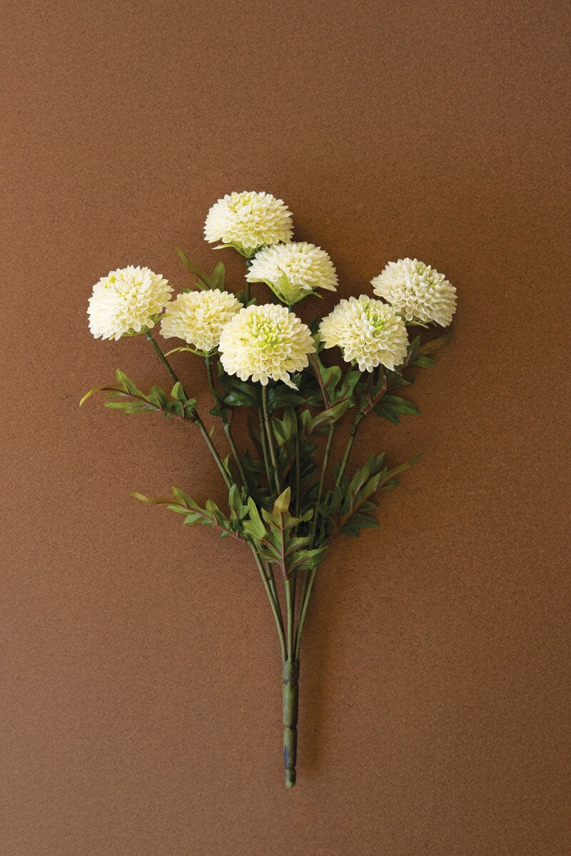 Bundle of 7 Artificial White Ball Dahlias
