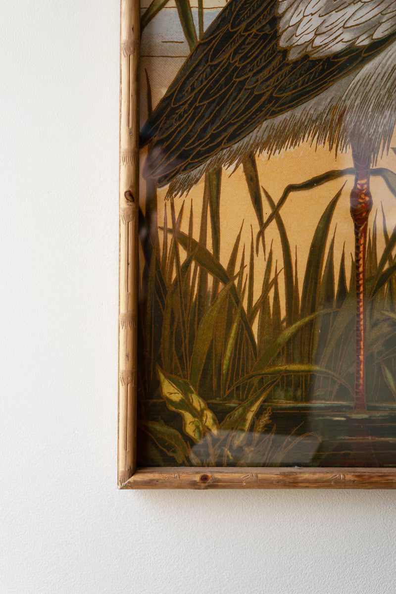 SET OF TWO FRAMED HERON PRINTS UNDER GLASS