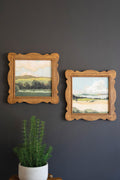 SET OF TWO NATURAL WOOD FRAMED LANSCAPE ACRYLIC PAINTINGS