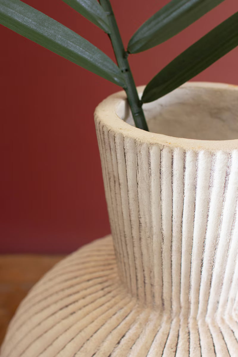 TALL STONE COMPOSITE FLUTED BULB VASE