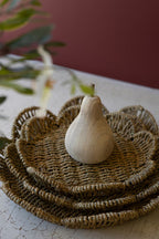 Set of 3 Scalloped Woven Seagrass Trays