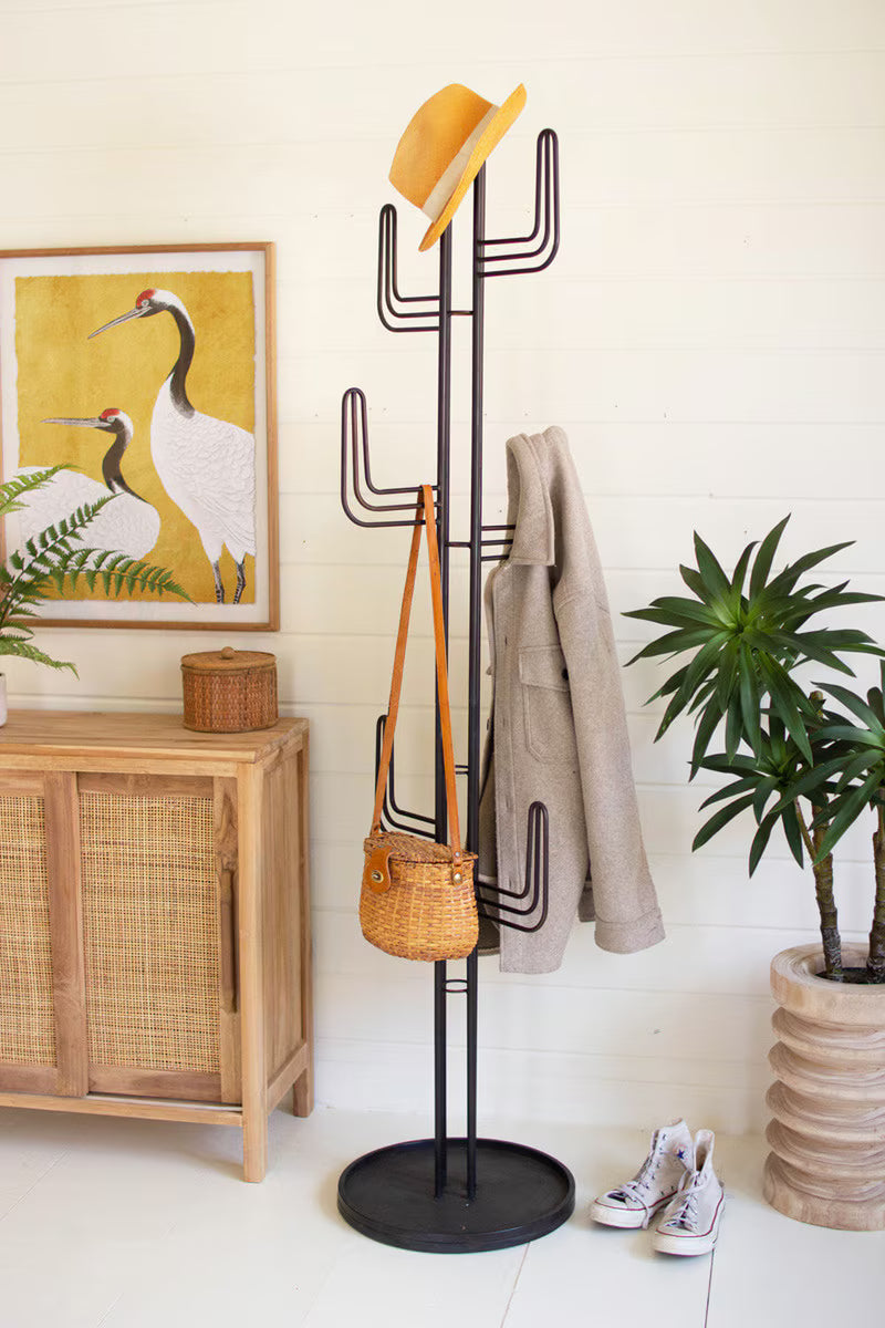 BLACK IRON CACTUS COAT RACK