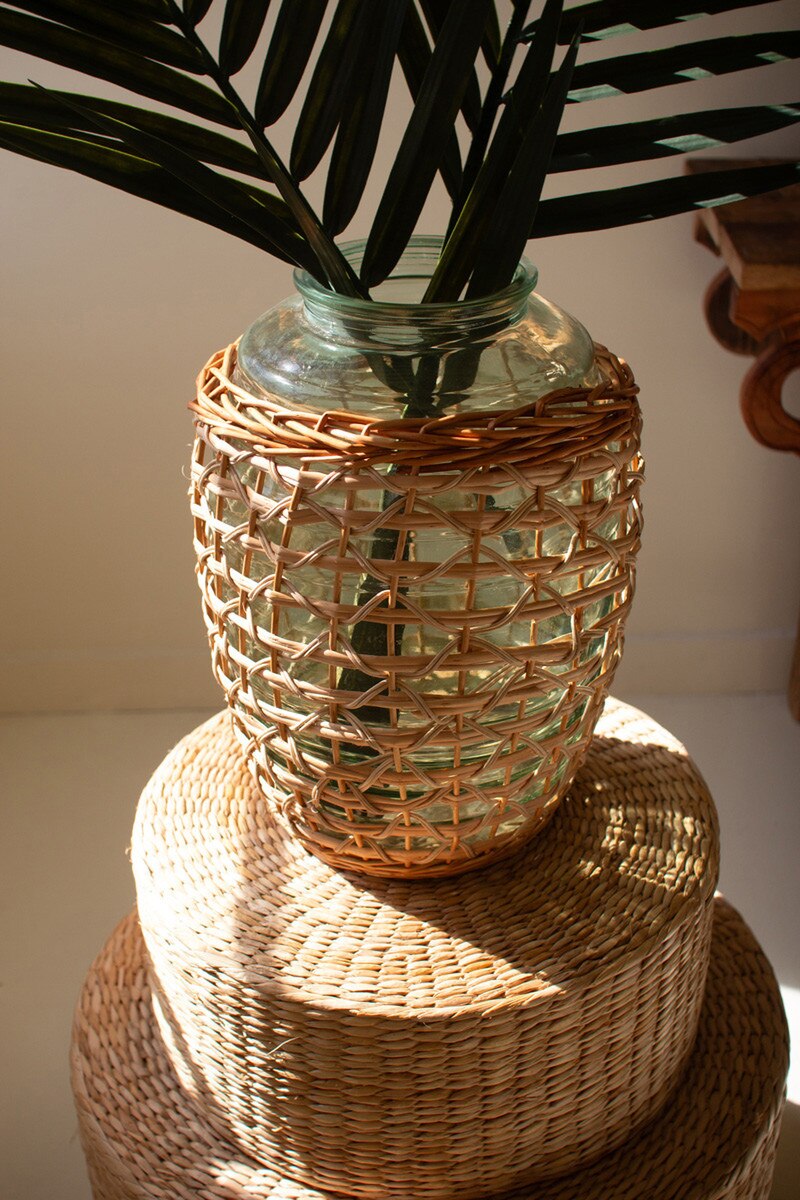 Willow Wrapped Glass Vessel