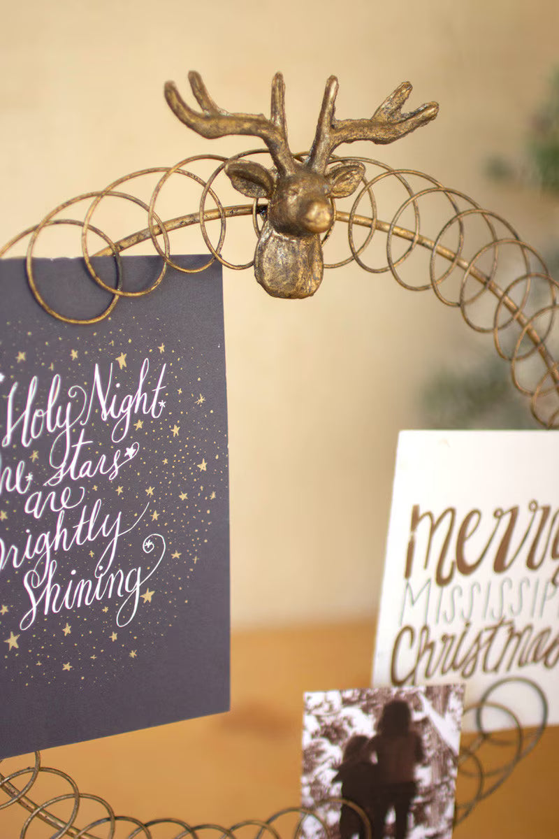 ROUND WIRE CHRISTMAS CARD HOLDER ON A STAND