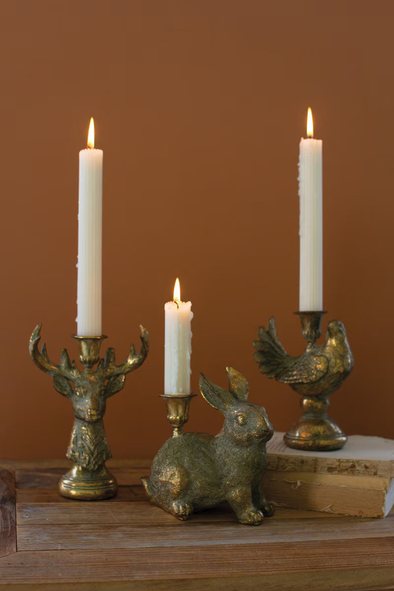 RESIN TAPER CANDLE HOLDER - DEER