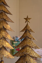SET OF TWO ANTIQUE GOLD CHRISTMAS TREES
