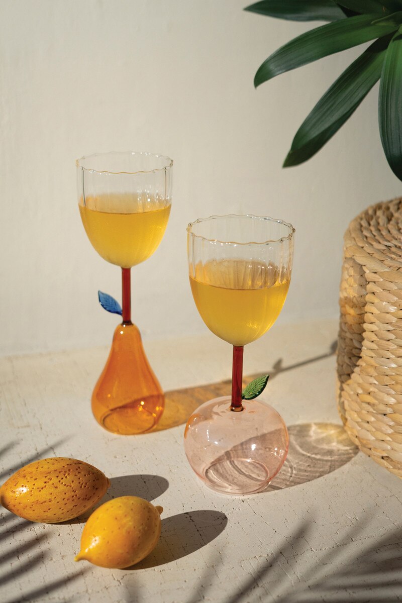 Wine Glass with Apple Base