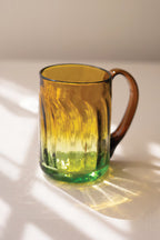 Recycled Fluted Amber Glass Mug with Handle