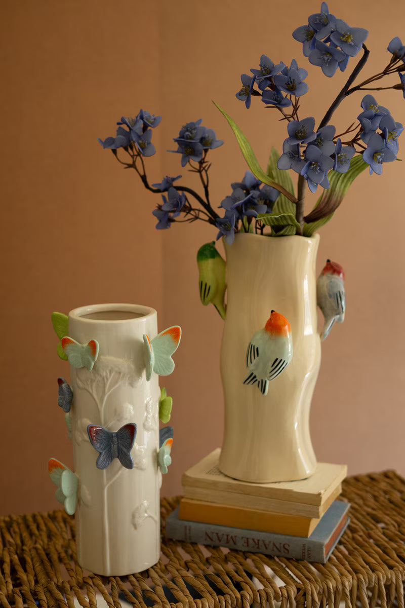 CERAMIC VASE WITH COLORFUL BUTTERFLIES
