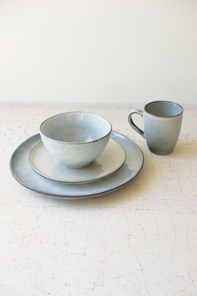Set of 3 Storm Ceramic Dinner Plate, Salad Plate and Bowl
