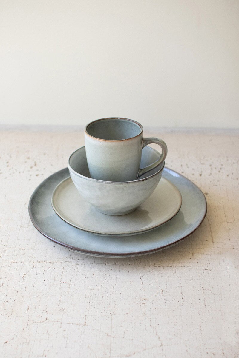 Set of 3 Storm Ceramic Dinner Plate, Salad Plate and Bowl