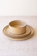 Set of 3 Khaki Ceramic Dinner Plate, Salad Plate and Bowl