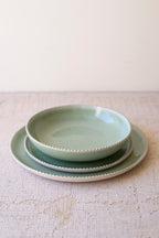 Set of 3 Sea Mist Ceramic Dinner Plate, Salad Plate and Bowl