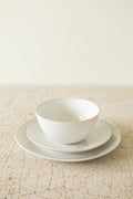 Set of 3 Antique White Ceramic Dinner Plate, Salad Plate and Bowl