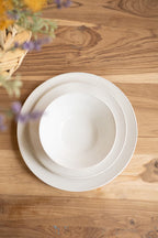 Set of 3 Antique White Ceramic Dinner Plate, Salad Plate and Bowl