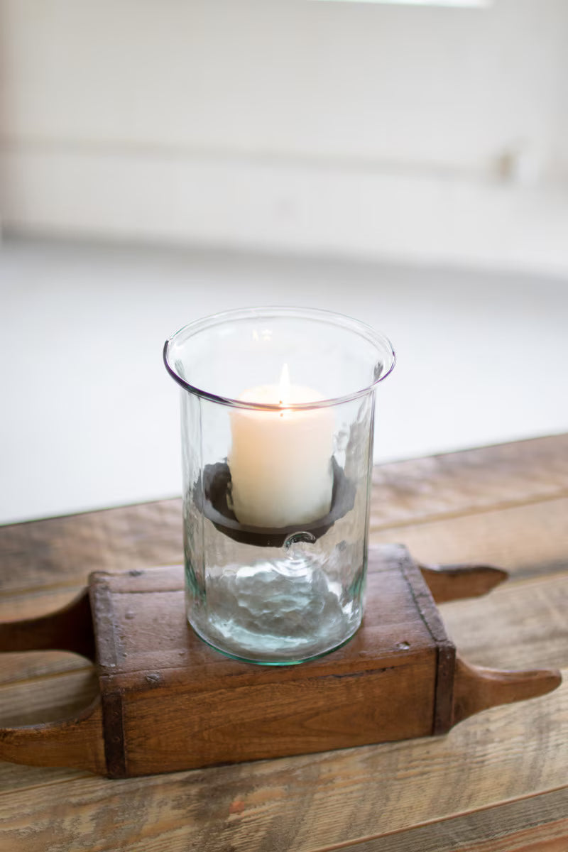 Mini Glass Candle Cylinders with Rustic Insert \ Small
