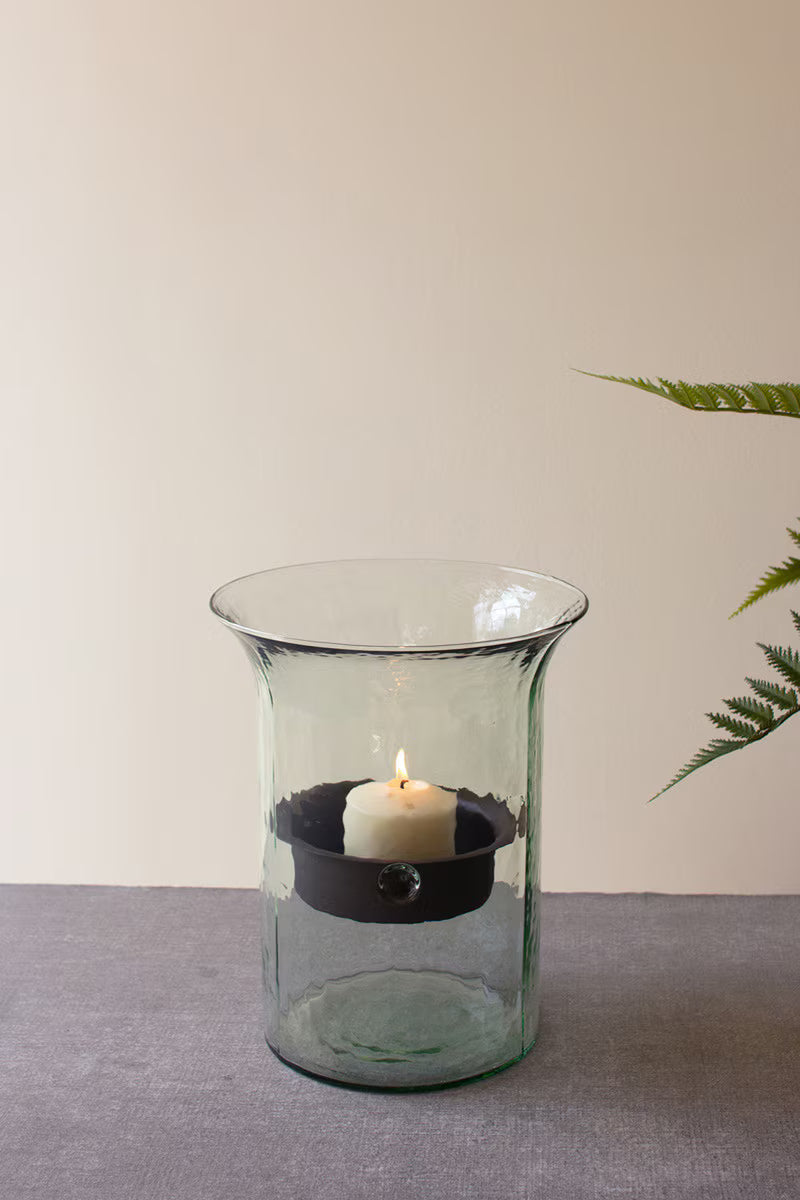 ORIGINAL GLASS CANDLE CYLINDER W RUSTIC INSERT - SMALL