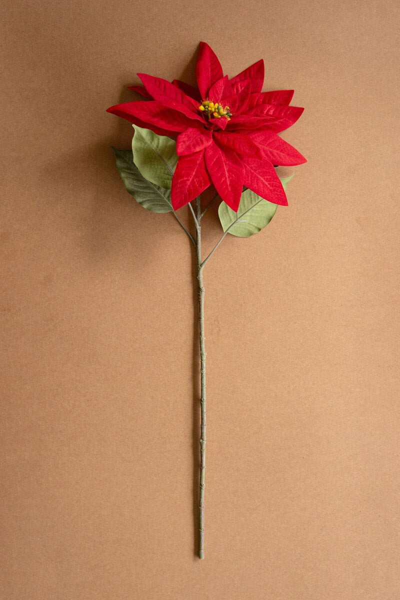 Artificial Red Poinsettia Stem