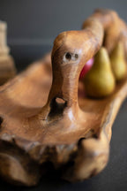 LARGE OVAL TEAK BOWL WITH HANDLE