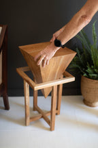 Teakwood Pyramid Side Table