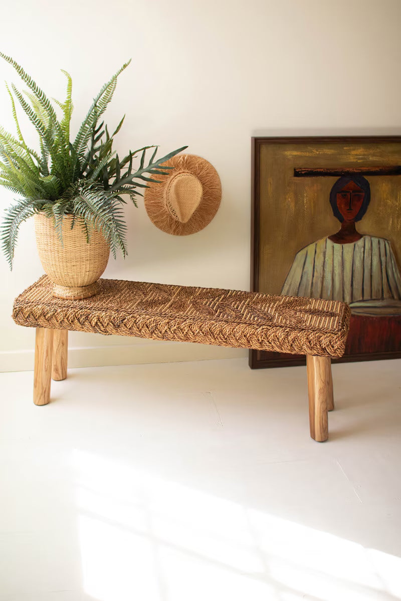 Banana Fiber and Teakwood Bench