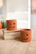 SHORT TERRACOTTA JACK-O-LANTERN