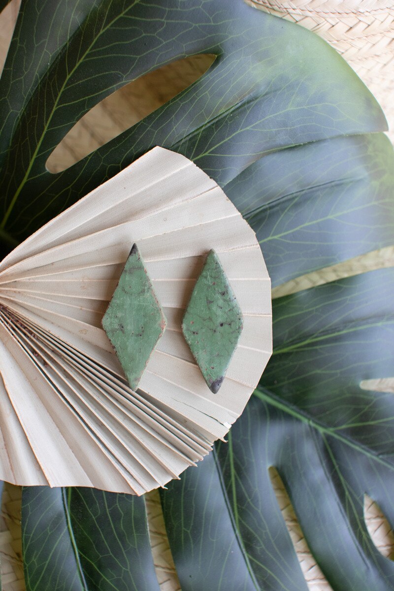 Diamond Clay Lenca Earrings \ Green