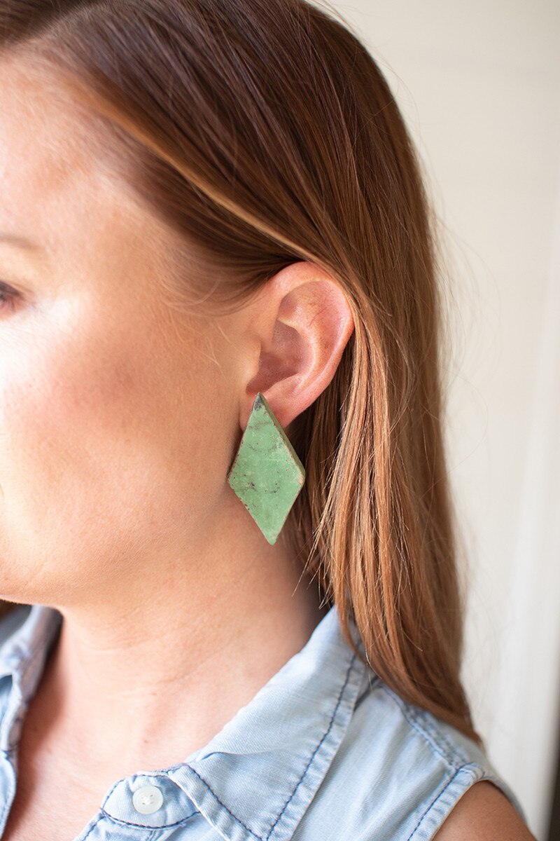 Diamond Clay Lenca Earrings \ Green