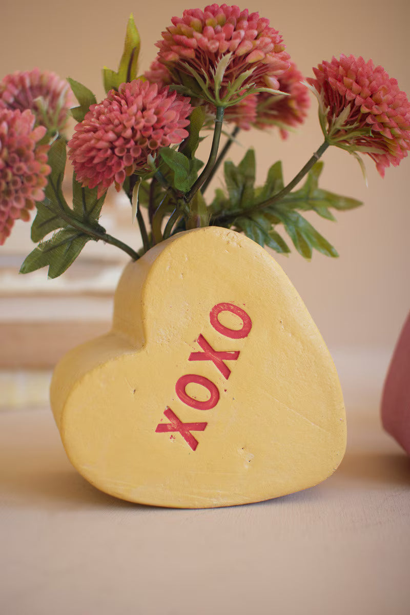 Set of 2 Clay Conversation Heart Vases