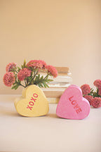 Set of 2 Clay Conversation Heart Vases