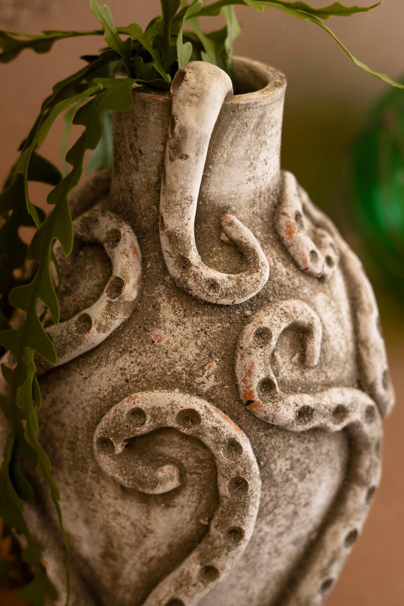 Hand-Painted Clay Octopus Vase