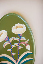 Set of 3 Handpainted Oval Trays with Botanical Designs
