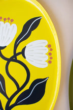 Set of 3 Handpainted Oval Trays with Botanical Designs